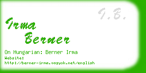 irma berner business card